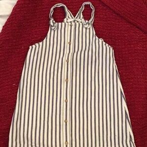 M&S Blue and White Striped Dress Size Age 7-8 years